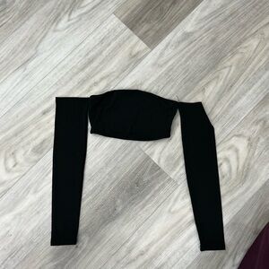 Black Off-Shoulder Crop Top with Sleeves